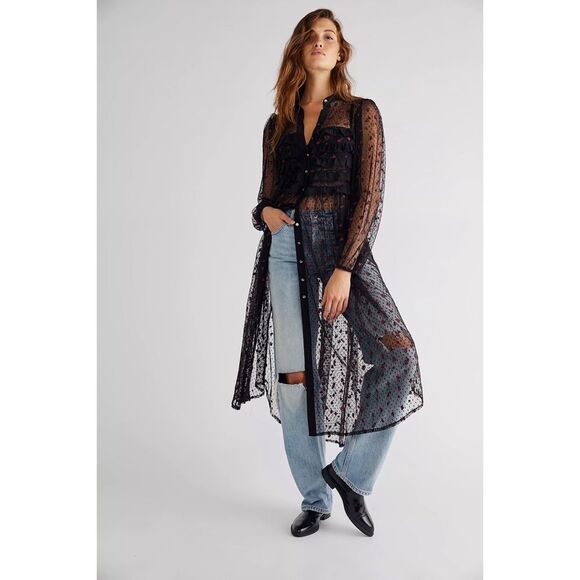 Free People Rose Sheer Maxi Top $228 XS - Picture 1 of 9